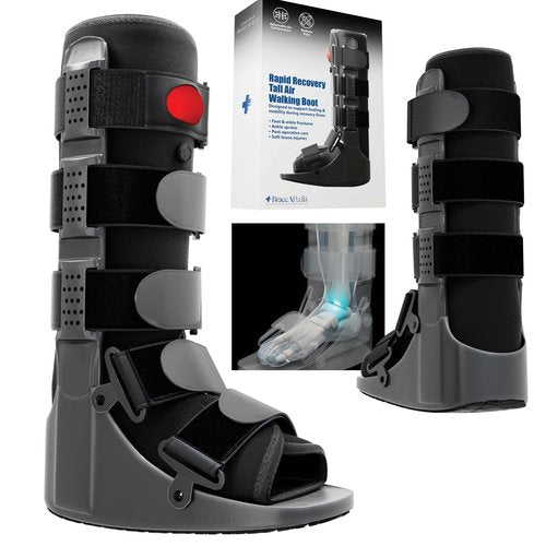 Braceapedia Rapid Recover Tall Walking Boot, Fracture Boot, Medical Grade Foot Brace for Fractures, Ankle Boot & Brace, Adjustable Air Pump, Sprain & Injury Recovery, Post Op Shoe for Injured Foot, Small