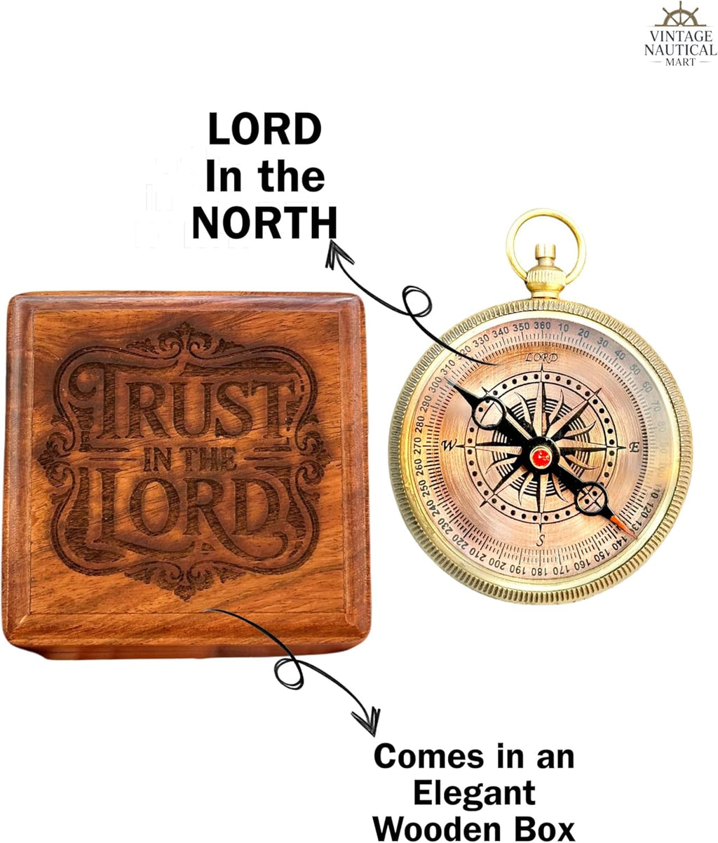 Trust in The Lord Compass - Engraved Proverbs 3:5-6 Quote | Unique Baptism Gift for Men