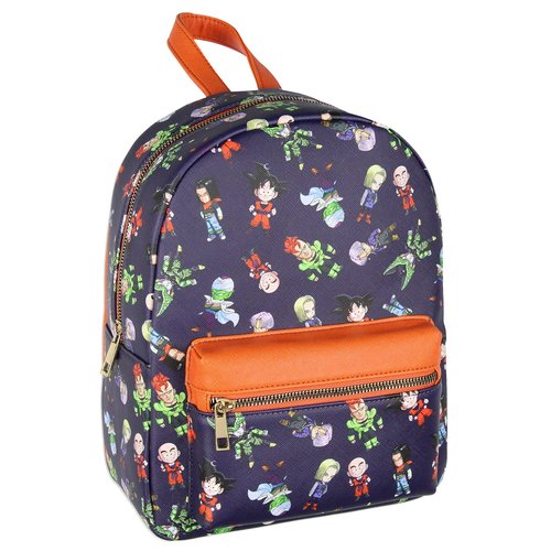 Bioworld Dragon Ball Z Goku Cell Piccolo Trunks Allover Character Faux Leather Mini Backpack