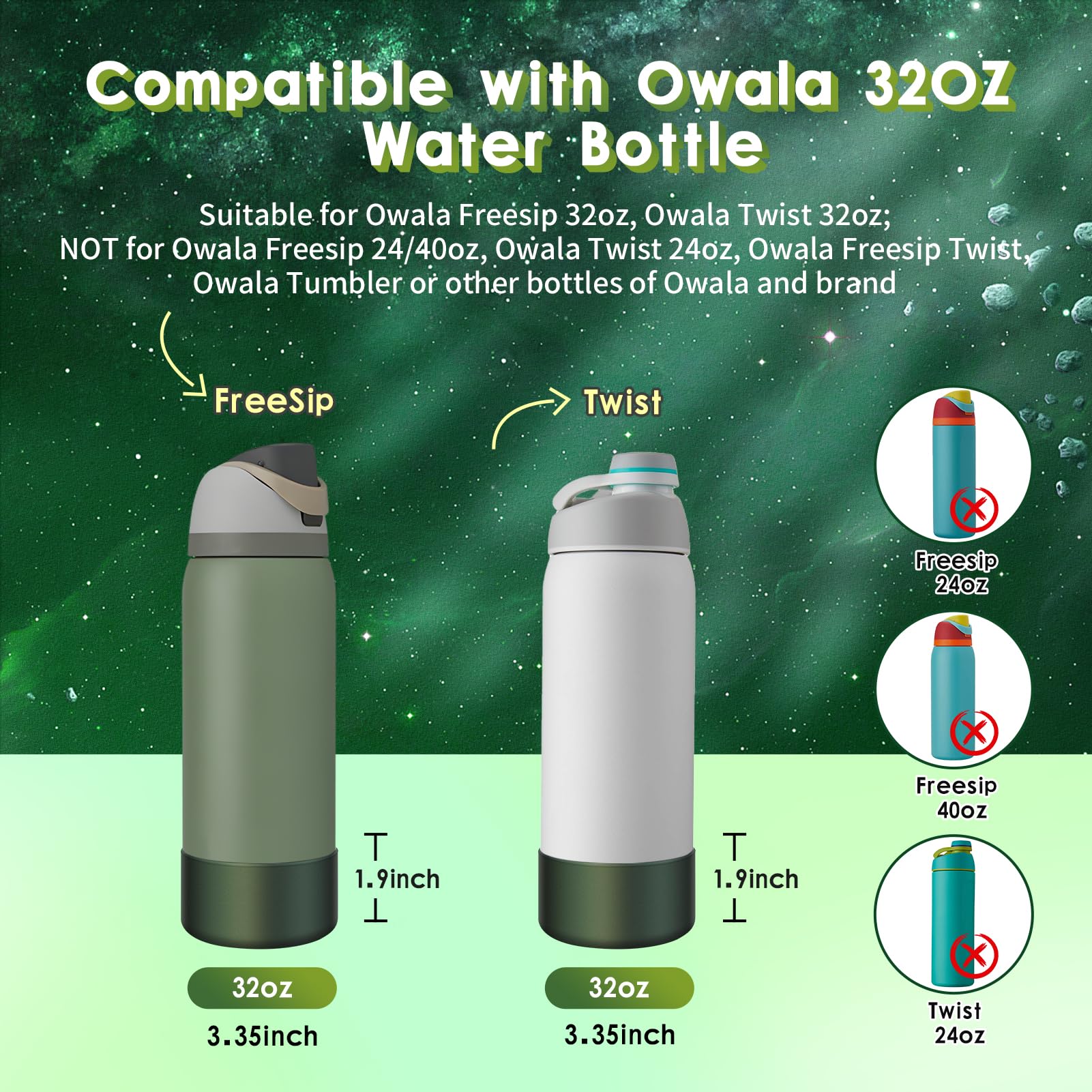 BKBY Chameleon Silicone Water Bottle Boot, Compatible with Owala 24oz 32oz 40oz, Gradient Matte Luster Cup Sleeve Bottom Cover for FreeSip, Twist, or Flip Stainless Steel Water Bottles