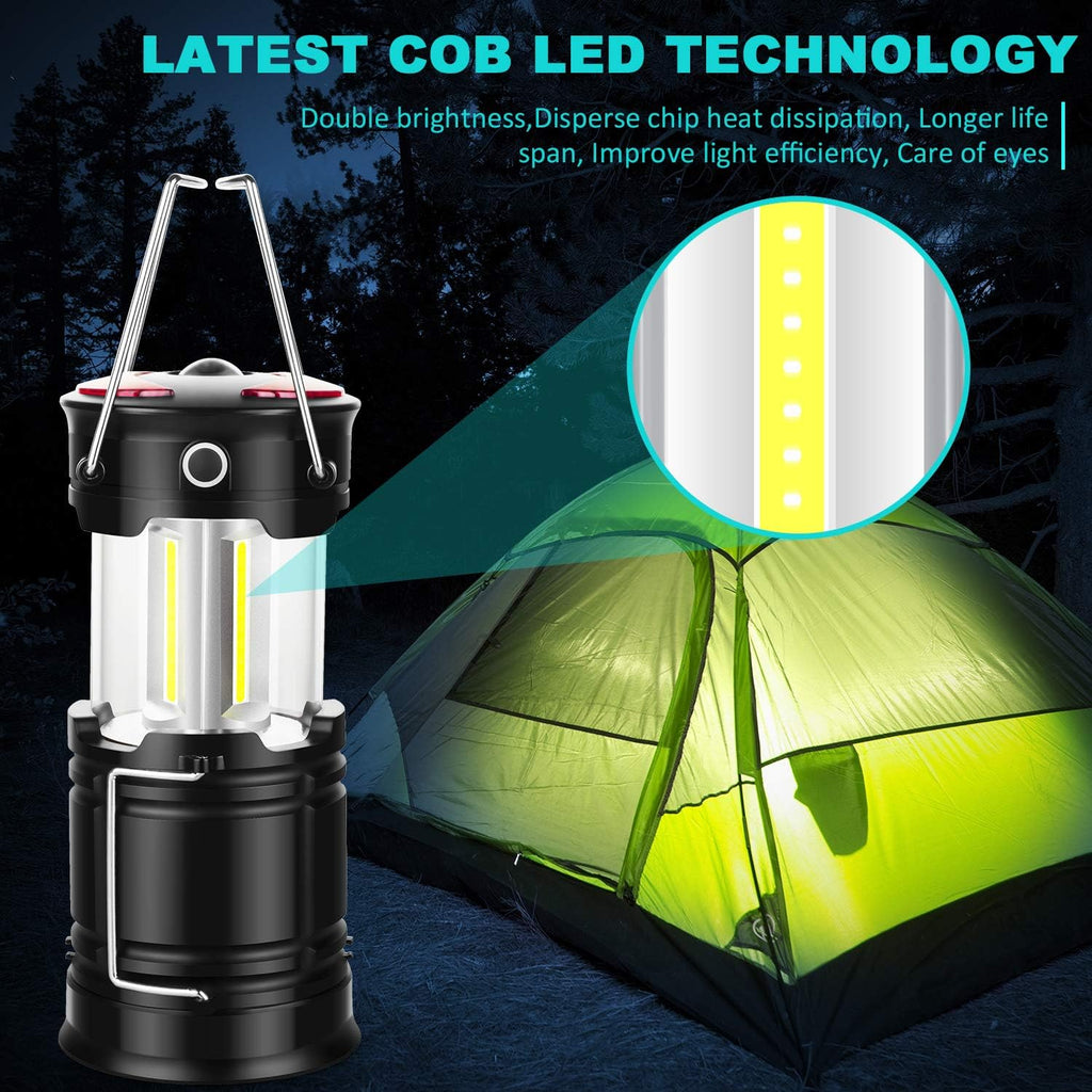 Skiennix LED Lanterns - 4 Pack Camping Lights for Emergencies | Rechargeable & Battery Operated