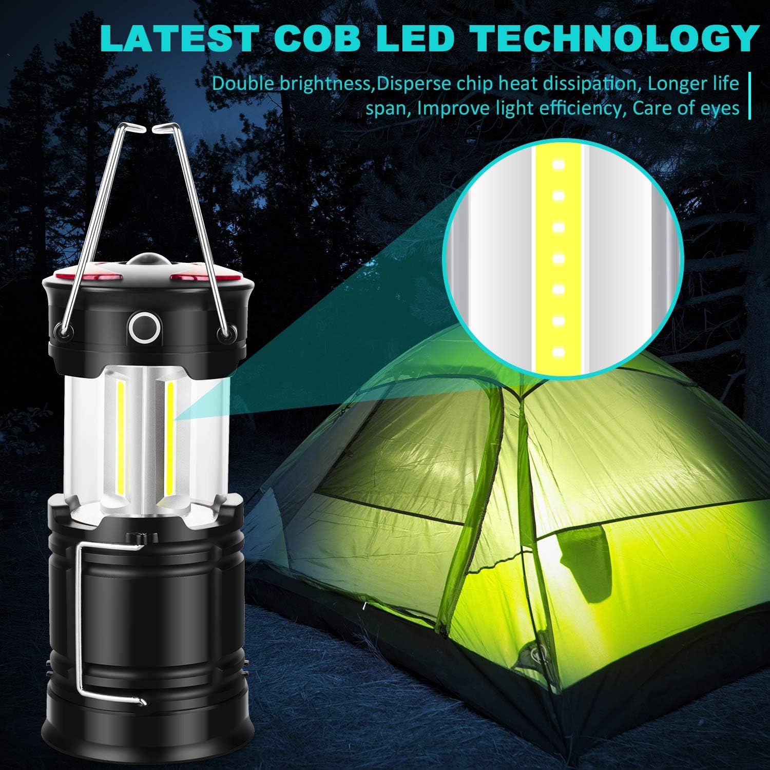 Skiennix LED Lanterns - 4 Pack Camping Lights for Emergencies | Rechargeable & Battery Operated