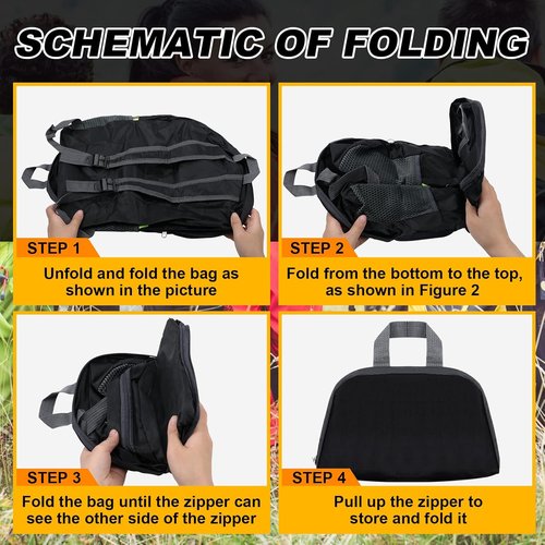 Dunzy Foldable Backpacks - 12 Pcs Lightweight Bulk Pack for Travel & Events | Black Color