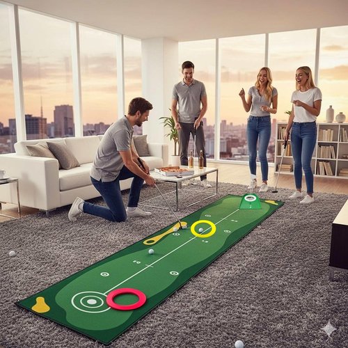 Eoho 10ft Putting Green Indoor, Golf Putting Mat with Putting Mirror, Storage Bag, Putting Cup, Putting Ring, Roller Brush, Golf Mats Practice Outdoor & Indoor Use, Golf Gifts for Men Golfers