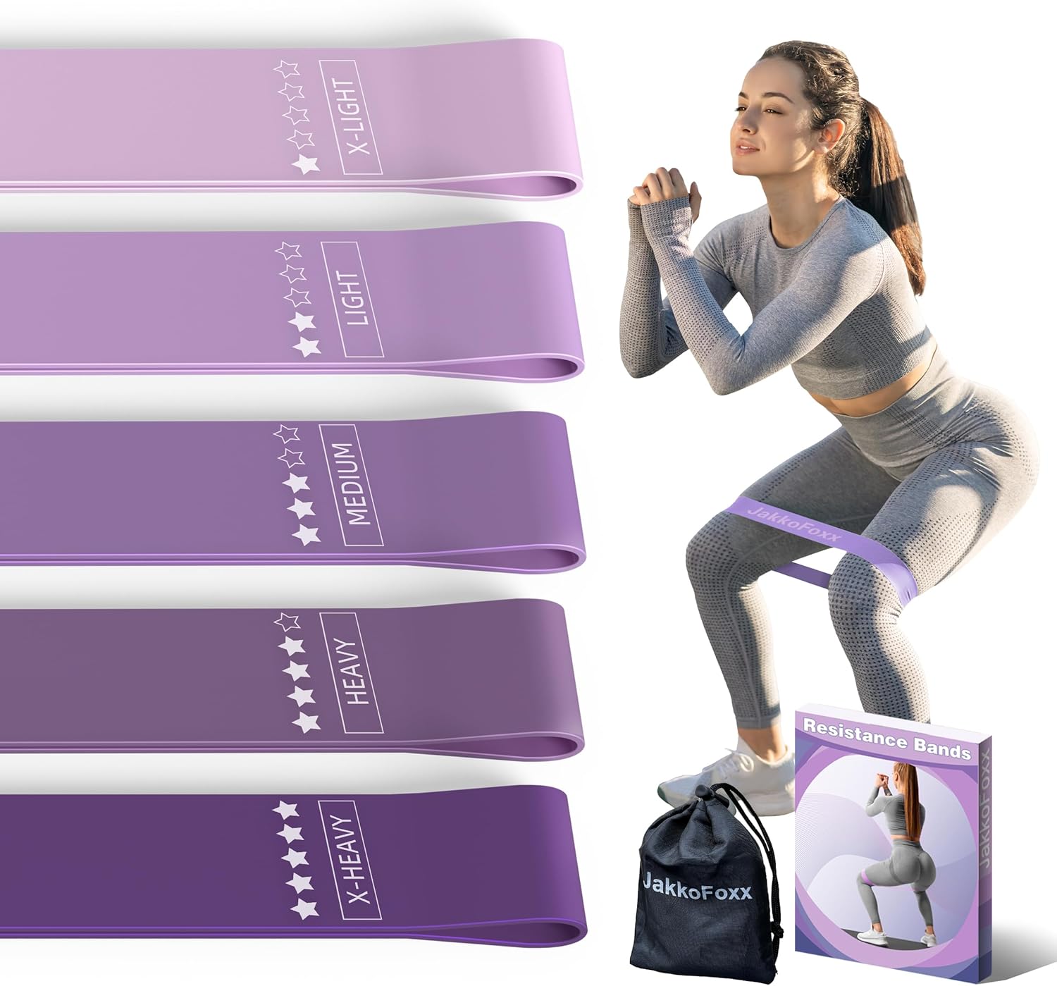 Skiennix Resistance Loop Exercise Bands - Set of 5 for Home Fitness, Stretching & Strength Training