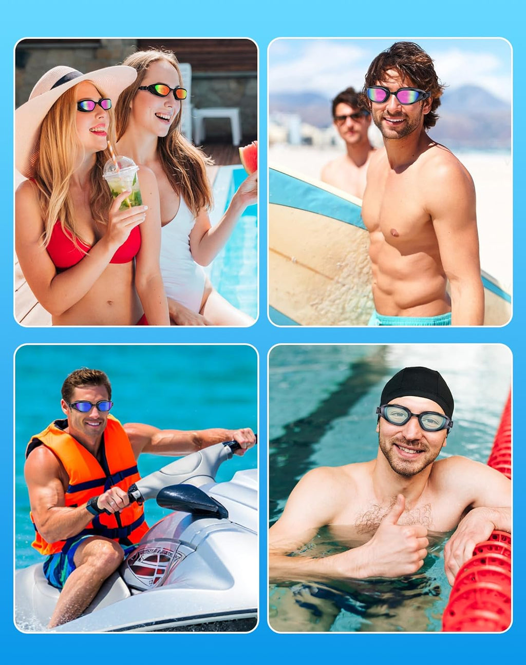 Skiennix Swim Goggles - Anti-Fog, UV Protection, No Leakage | Wide View for Adults & Youth