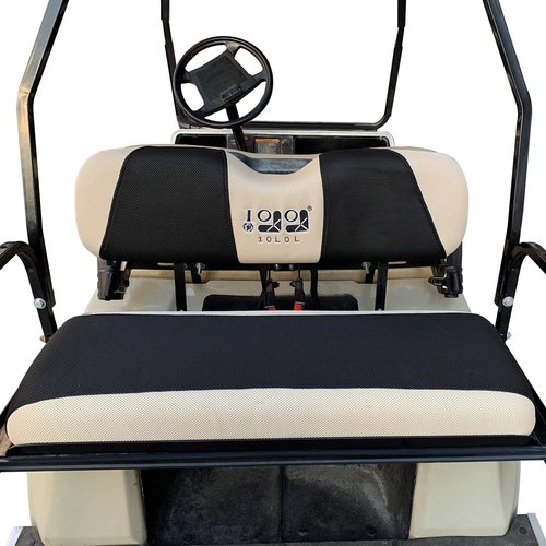 10L0L Golf Cart Front and Back Seat Cover Set for Club Car DS Precedent & Yamaha, Dress Up Your Old Golf Cart Seat - Black + Beige