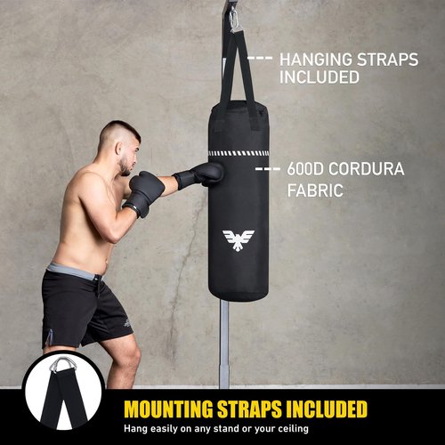 Elite Sports Boxing Bag 4 FT – Heavy Duty Canvas Punching Bag with Straps for Boxing, Training, MMA, Muay Thai, Kickboxing, Martial Arts & Fitness – UNFILLED Heavy Bag