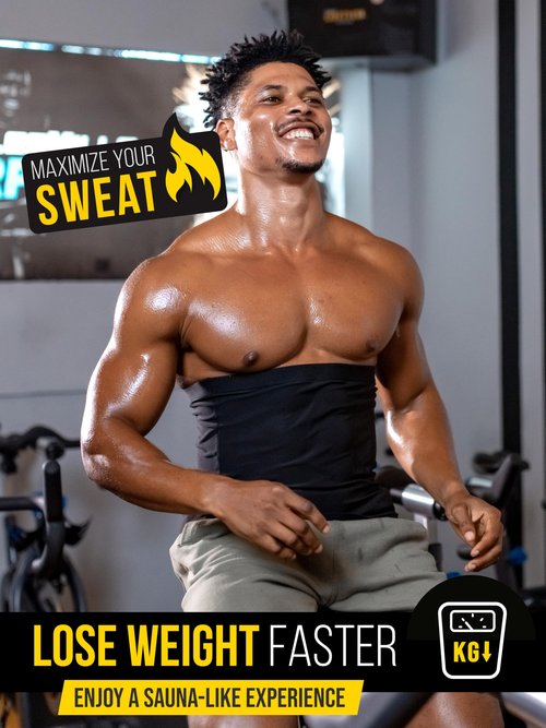 Sweat Spark Waist Trimmer for Men (Black, 3XL) - Sweat More, Shape Your Back & Abdomen, Wear During Workout