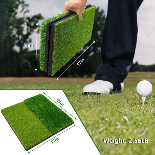Portable & Foldable Golf Practice Mat – Dual-Turf Golf Hitting Mat for Indoor & Outdoor Swing and Chipping – Fairway & Rough Turf Golf Training Mat for Backyard and Home