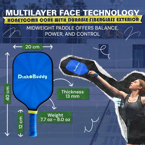 Dink Buddy - 2-in-1 Play Everywhere Pickleball Practice Set, Complete Bundle with 3 Kelso + 3 Standard Balls, 2 Pickleball Paddles, & 1 Drawstring Backpack