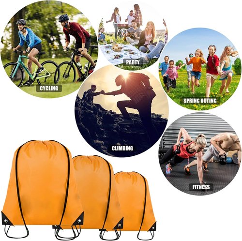Grneric Drawstring Backpack - 60 Pieces Cinch Sackpack for Gym, Parties & Trips | Orange