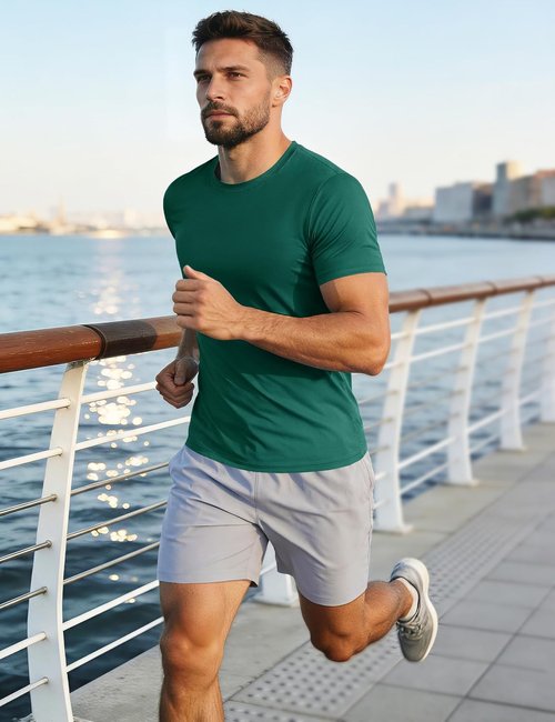 MAGCOMSEN Men's UPF 50+ Quick Dry Athletic T-Shirt - Performance Workout & Swim Tee