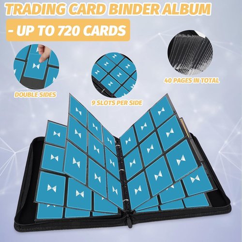 GERMUN 720 Card Binder - Premium 9 Pocket Double-Sided Album for Trading Cards | Light Purple
