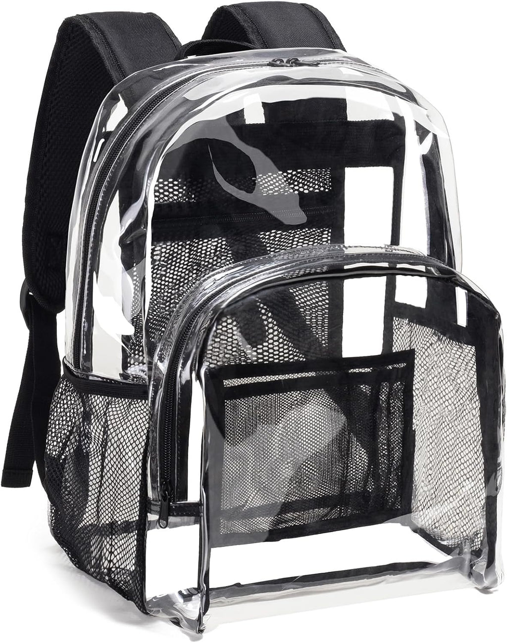 Vorspack Clear Backpack - Heavy-Duty PVC with Reinforced Straps & Large Capacity for College | Black