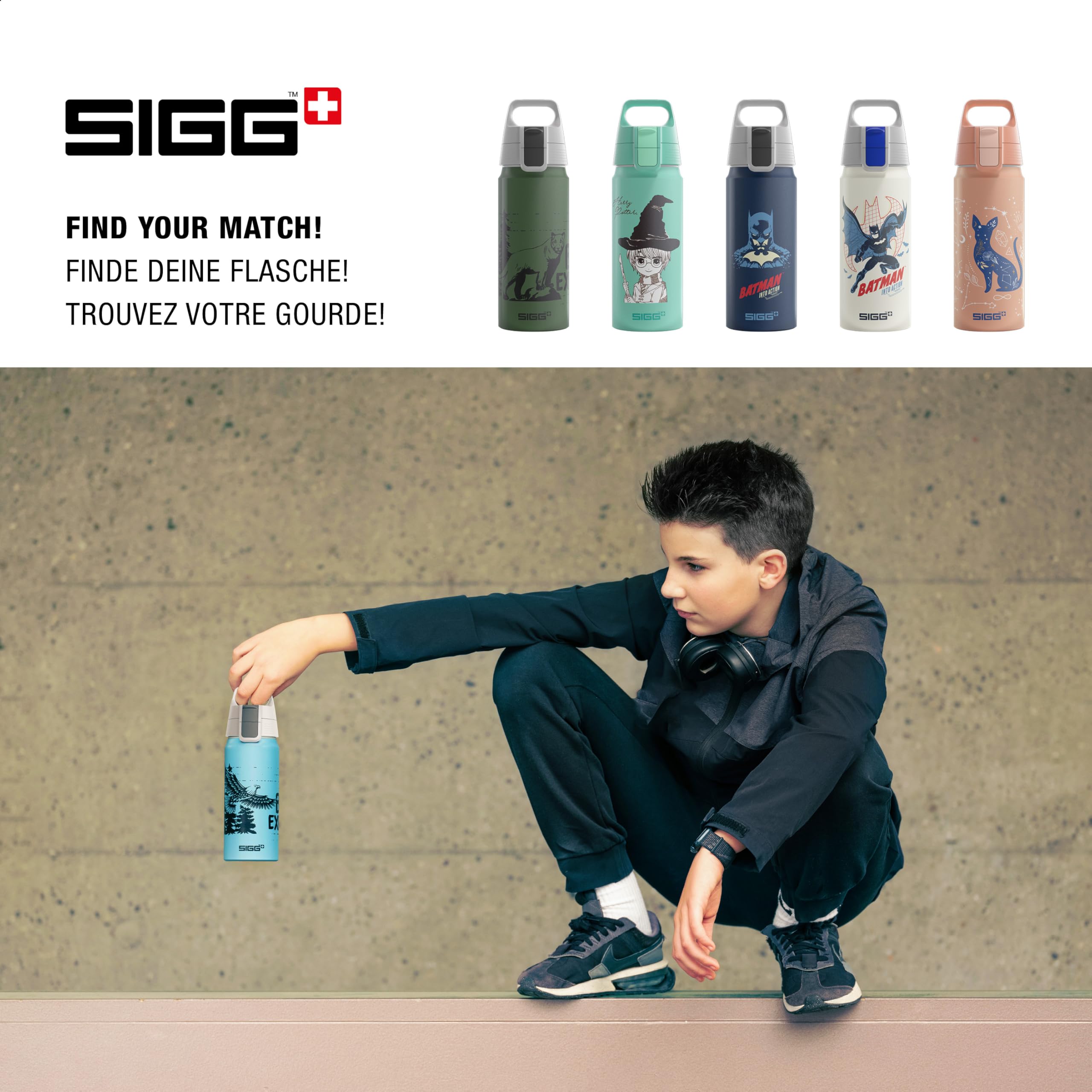 Sigg - Aluminium Water Bottle for Children - WMB One Brave Elephant - Suitable for Carbonated Drinks - Leak-Proof - Light as a Feather - BPA-Free - ClimatePartner Certified - Sports & School - Blue -