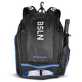 BSLN Pickleball Bag - Large Pickle Ball Sports Backpack with Padded Paddle Pockets & Large Bottom Sack for Shoes - Hanging Fence Hook, Storage Compartments for Laptop, Insulated Water Bottle (blue)