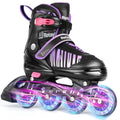 Rotayi Girls Inline Skates Ages 5-8 8-12, Adjustable Light Up Wheels Roller Skates Blades for Kids and Adults Women, Outdoor Roller Skates for Youth Teens, Purple