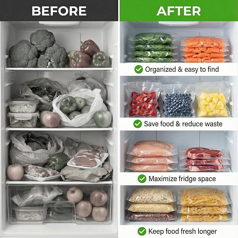 Myplinar Food Sealer Vacuum Sealer Machine with 30 Bags, Built-In Cutter 6-in-1