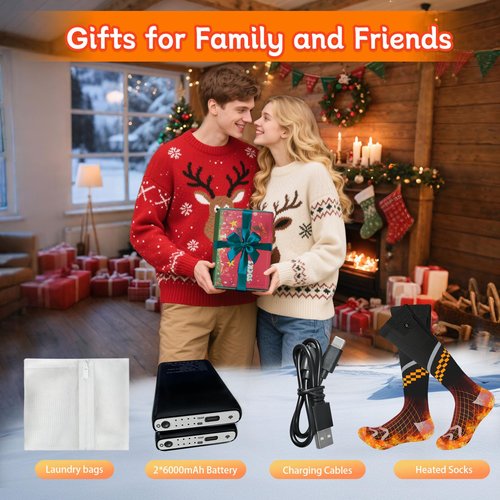 Heated Socks for Men Women - ziluetar 2 * 6000mAh Rechargeable Electric Socks with App Control Heating Socks 4 Heating Levels for Outdoor Sports Riding Camping Hiking Fishing Skating