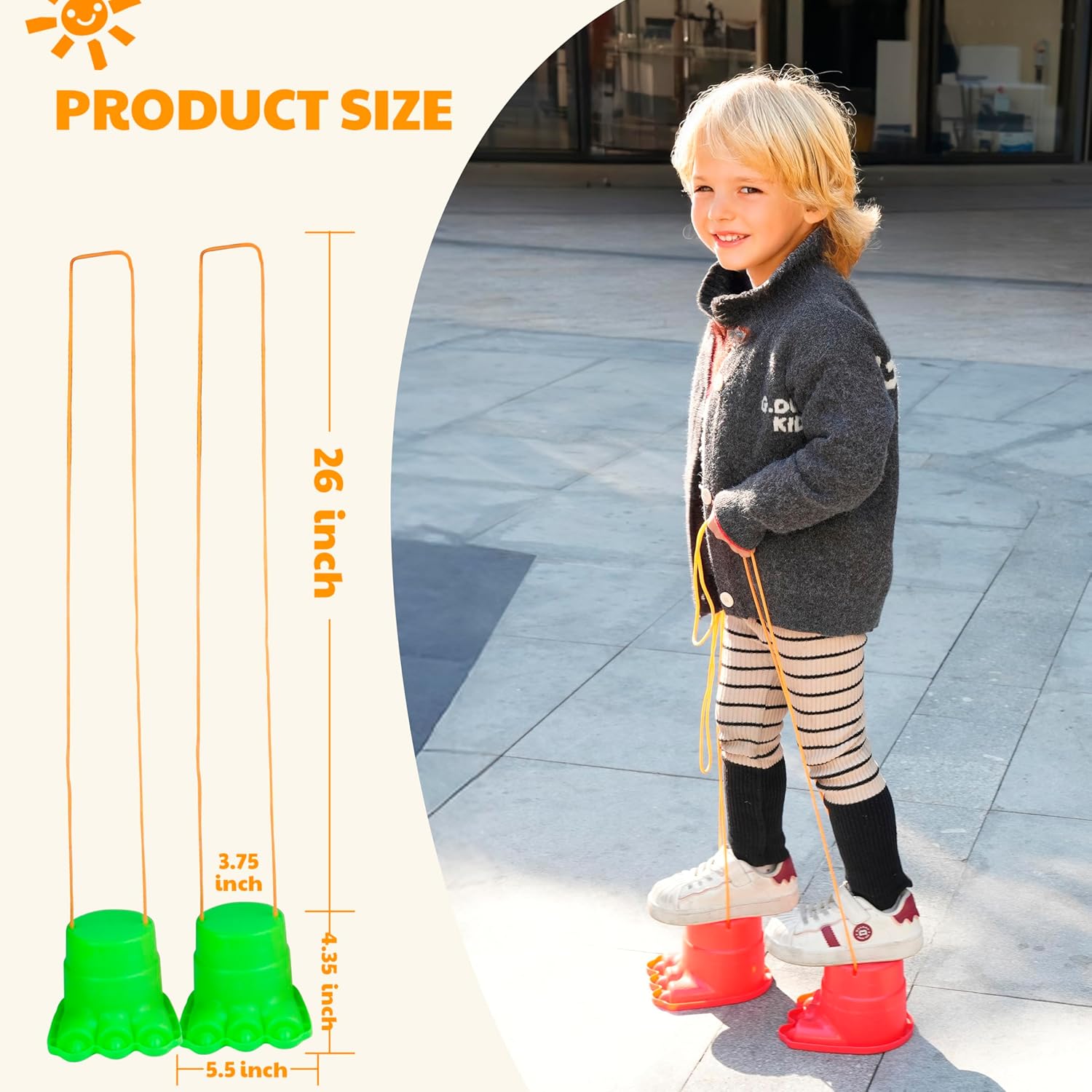 Skiennix Balancing Stilts for Kids - 4 Pairs of Walking Monster Feet for Balance & Coordination | Ages 4-10