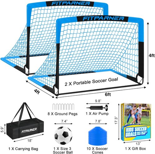 Kids Soccer Goals - Portable Pop-Up Nets Set with Ball & Cones | Complete Training Kit for Ages 3-14