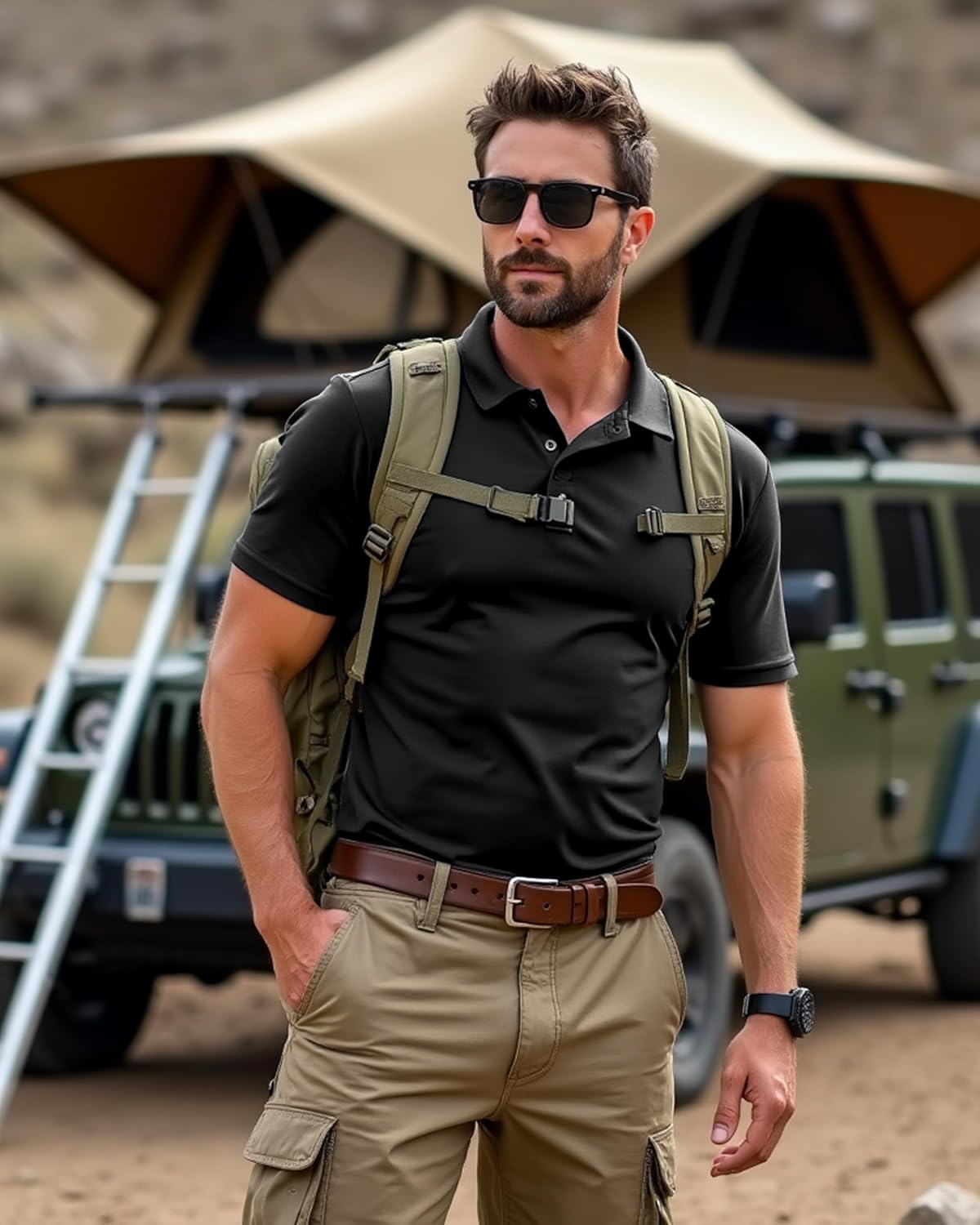 NY Threads Men's Polo Shirt - UPF 50+ Quick Dry Tactical Performance Jersey | Short Sleeves