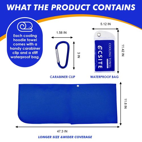 CSITE 2 Pack Cooling Hoodie Towels, Instant Cooling Towels for Neck and Face, UPF 50 Sun Protection, Ice Towel for Hot Weather, Head Towel for Sports, Camping, Cycling & More Activities