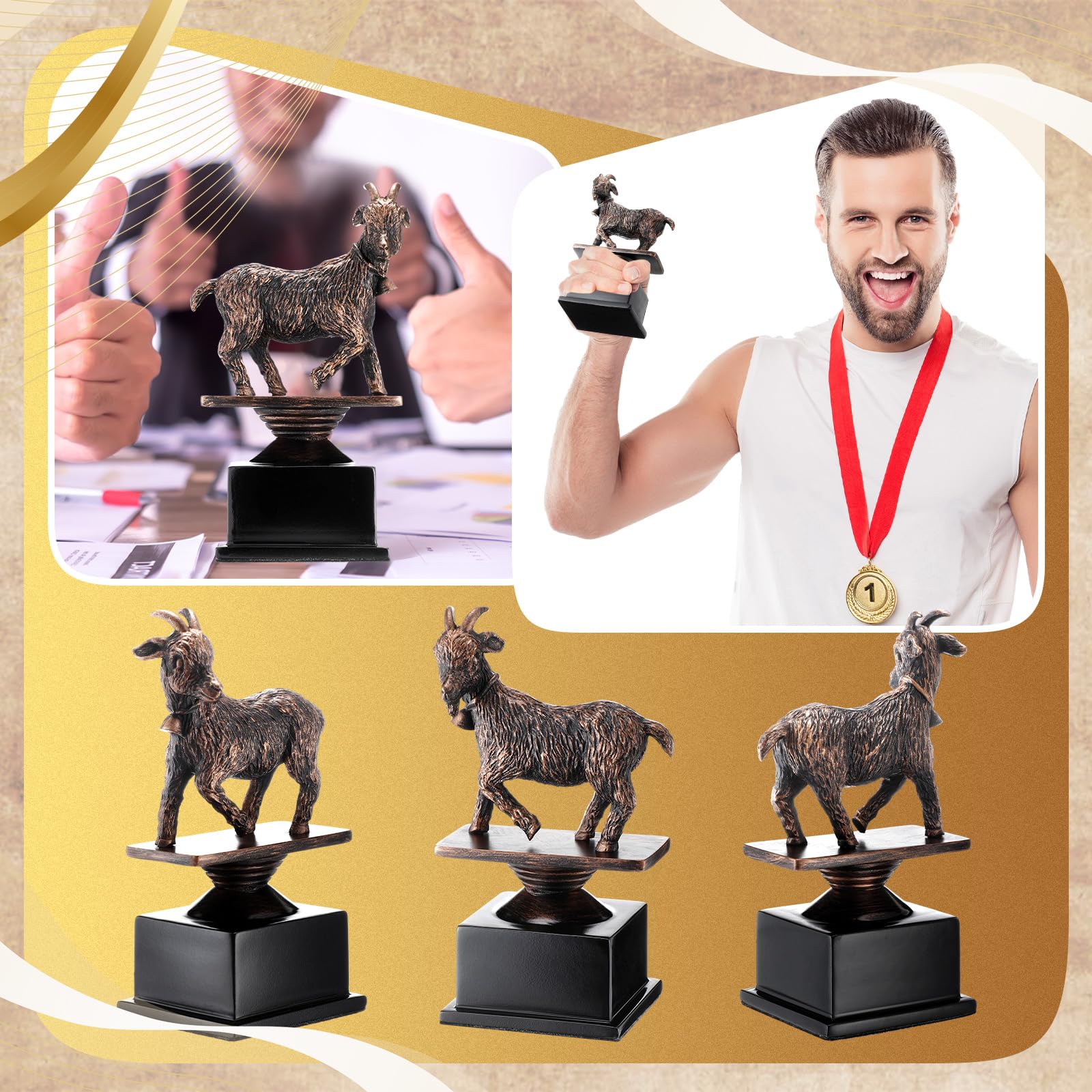 Zhengmy The Goat Trophy Award Funny Recognition Sculpture Trophy for Adults Unique Appreciation Gift Plaque for Sports Champion Winner, Teacher, Office, Employee, Coworkers, Friend