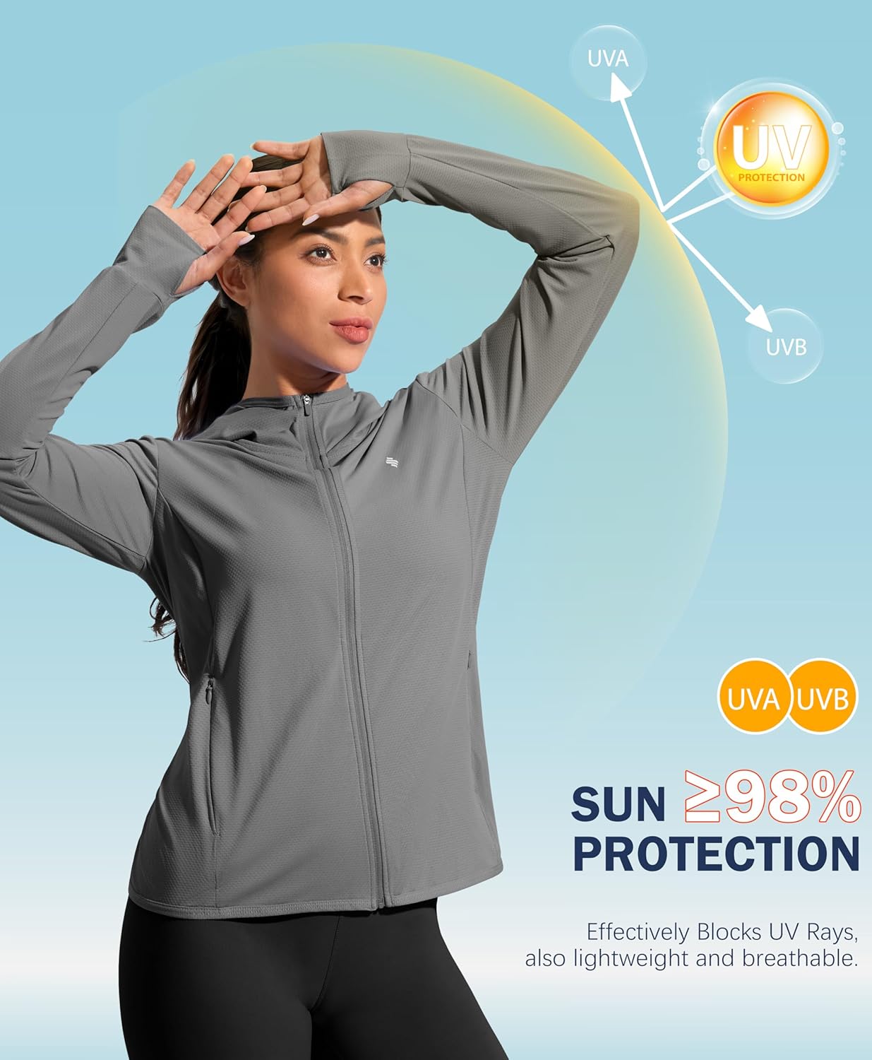 Soothfeel Women's Sun Protection Hoodie Jacket - Lightweight UPF 50+ Long Sleeve with Pocket for Hiking