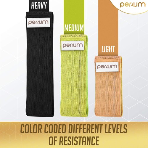 per4um Resistance Bands Set of 3 - Fabric Booty Bands for Women Butt and Legs Workout | Non-Slip Exercise Bands with Travel Bag