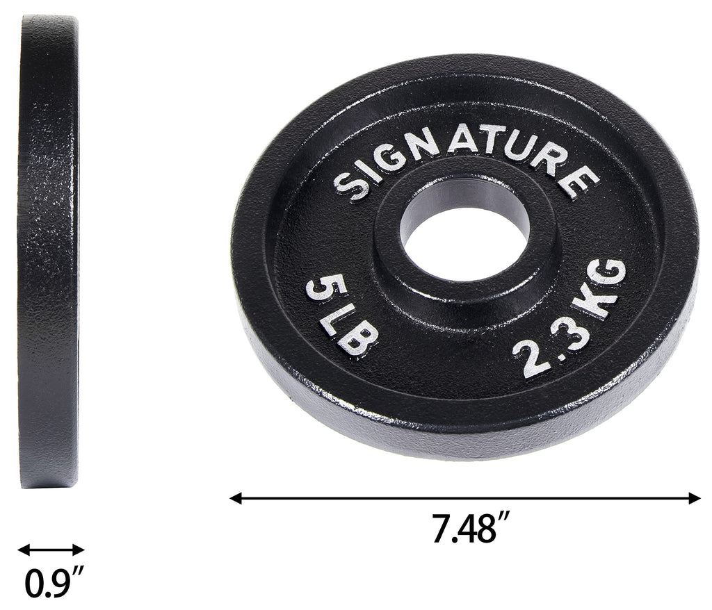 Signature Fitness Deep Dish 2-Inch Olympic Cast Iron Weight Plates with E-Coating, Black