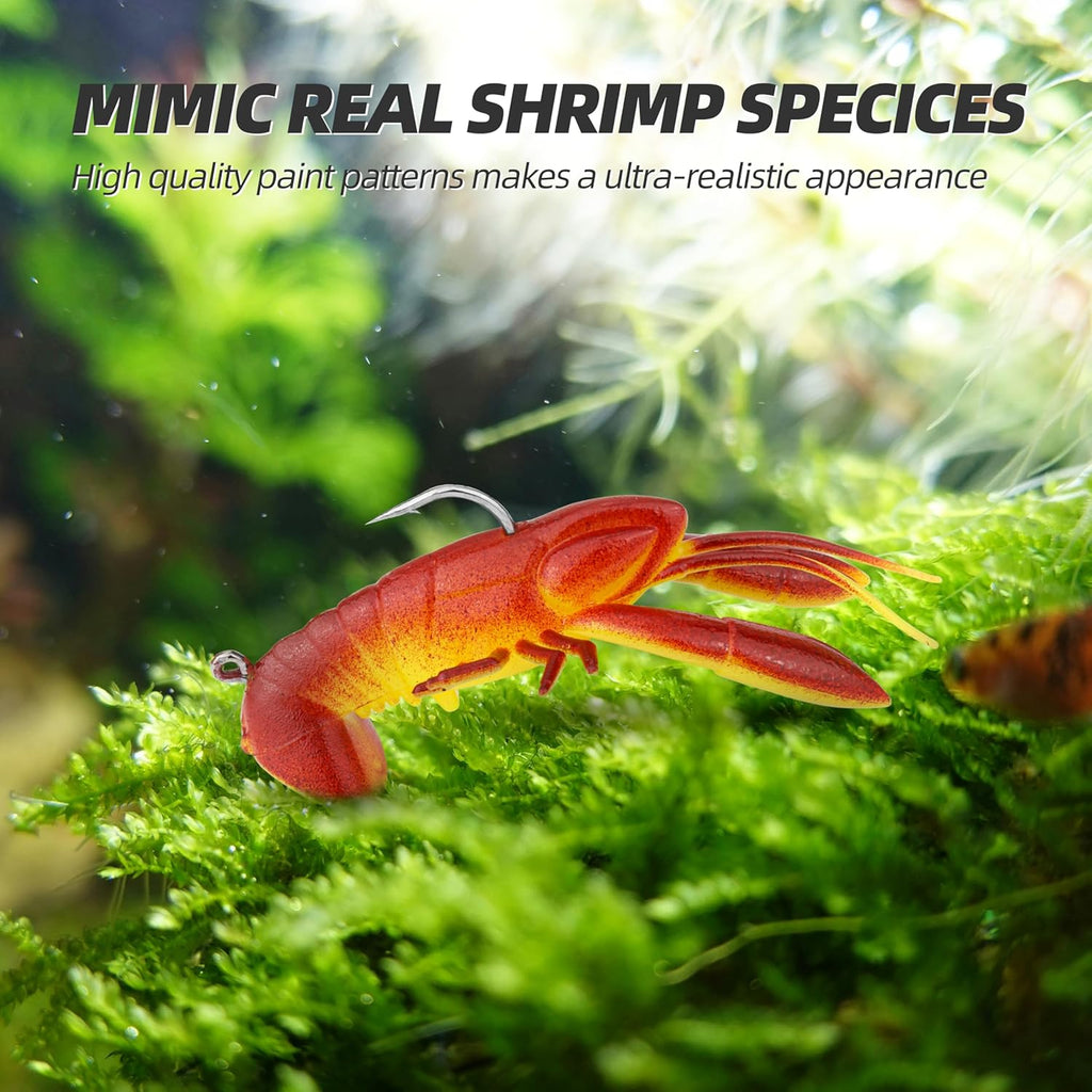 Pre-Rigged Weighted Shrimp & Crawfish Fishing Lures - Realistic Soft Bait for Bass, Trout & Crappie