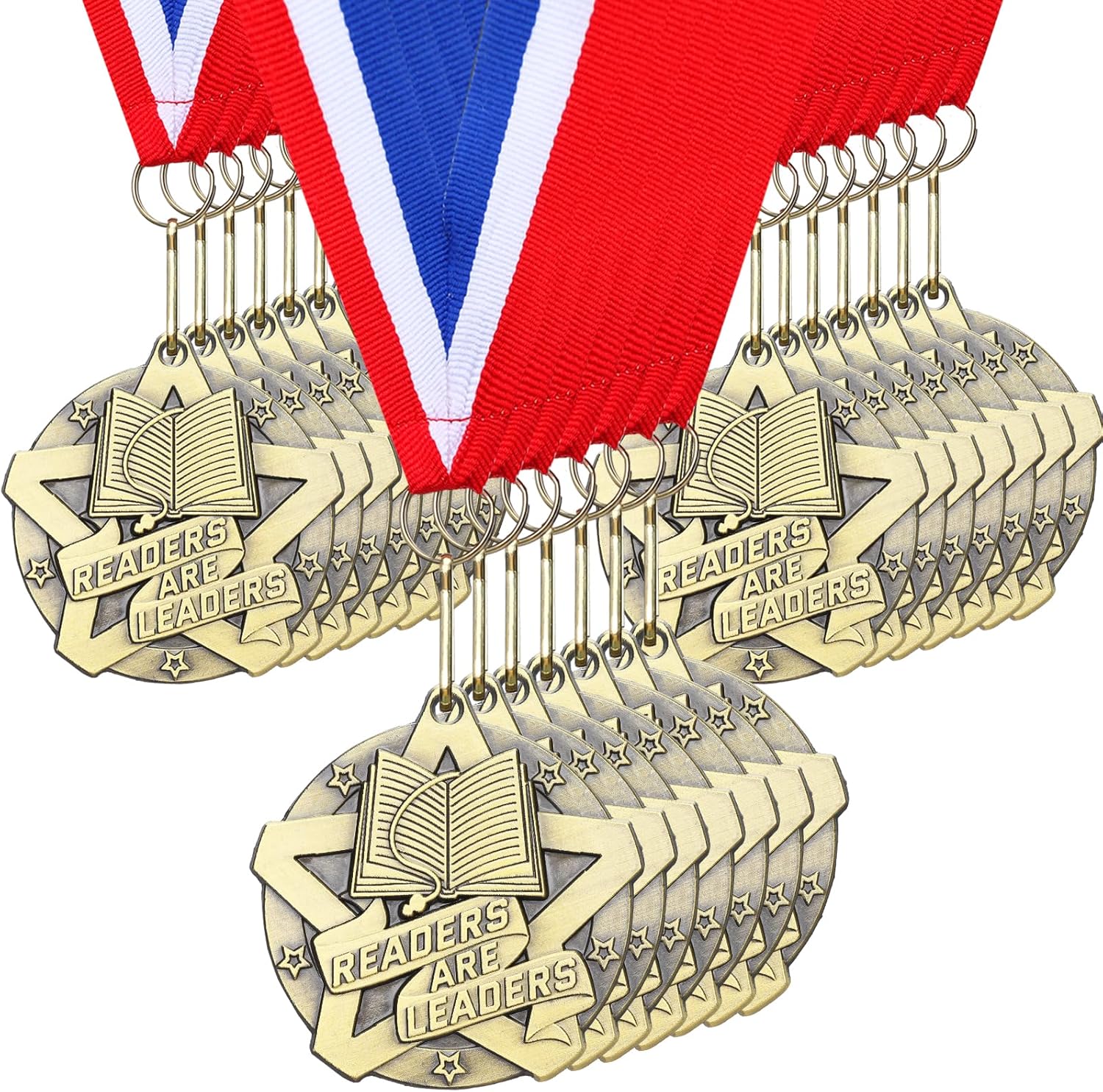 Quelay 30 Pcs Award Medals - 2 Inch Metal Trophies with Neck Ribbons for Tournaments & Competitions
