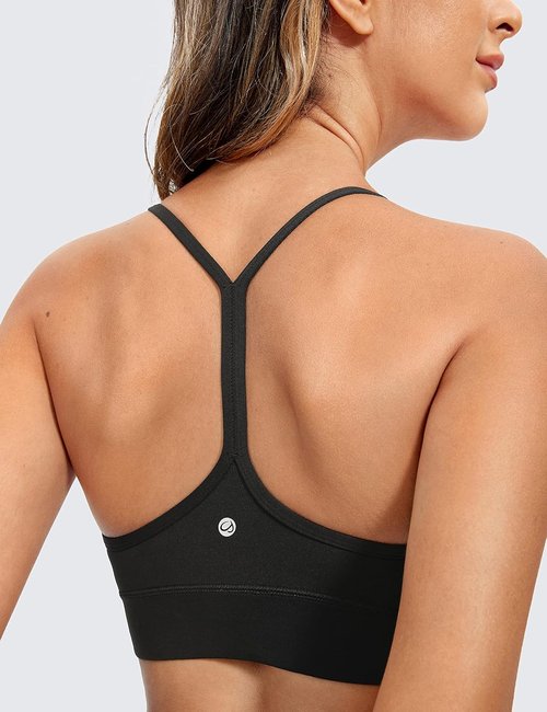 CRZ YOGA Y-Back Sports Bra - Butterluxe Wireless Scoop Neck with Spaghetti Straps | Padded Athletic Top