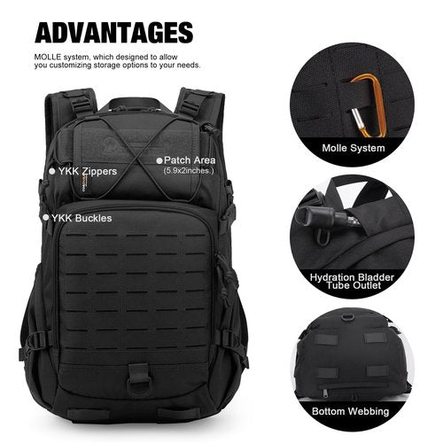 Mardingtop Small Military Tactical Backpack for Men,25L Molle Cordura Backpack for Hiking,Camping,Rucking