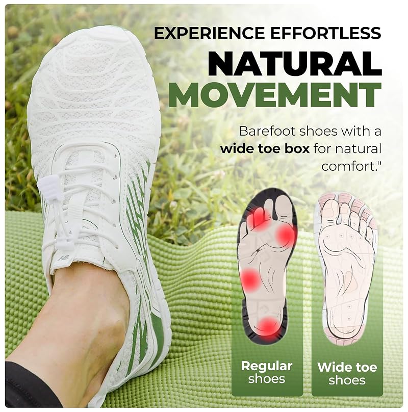 Hike Footwear HF Signature Barefoot Shoes for Women & Men 12-12.5 Wide, White/Pink - Non-Slip Lightweight Walking Sneakers