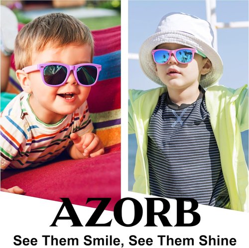AZorb Kids Polarized Sunglasses - Flexible TPEE Rubber Frame | 100% UV Protection for Ages 3-8