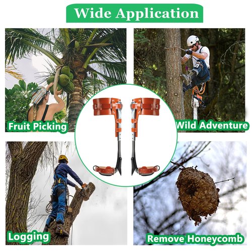 Tree Climbing Spikes Set,Tree Climbing Gear,Manganese Steel Claw,Adjustable Length Design,Tree Spikes for Tree Work,Hunting and Observation, Fruit Picking, Jungle Survival (Brown)