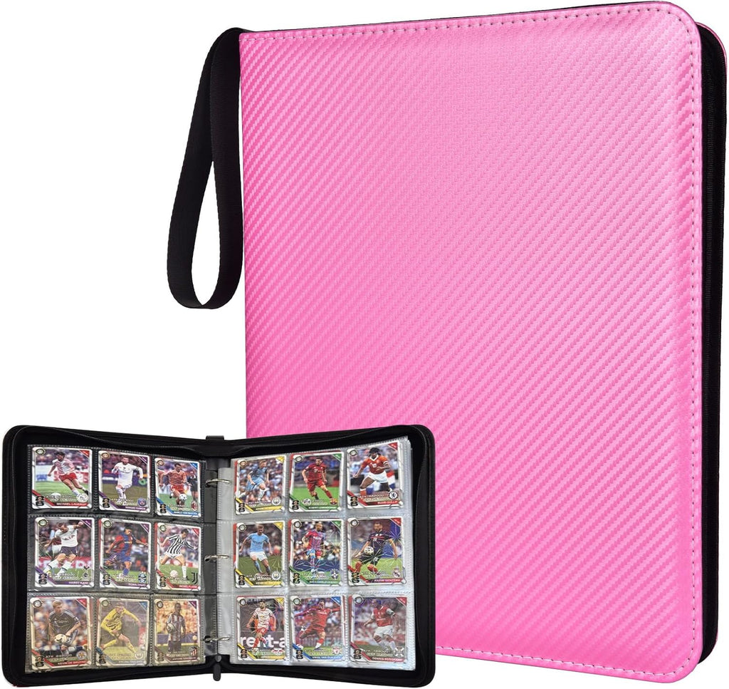 Skiennix Portable 9-Pocket Trading Card Binder - Holds 1080 Cards | Compact Pink Album Organizer