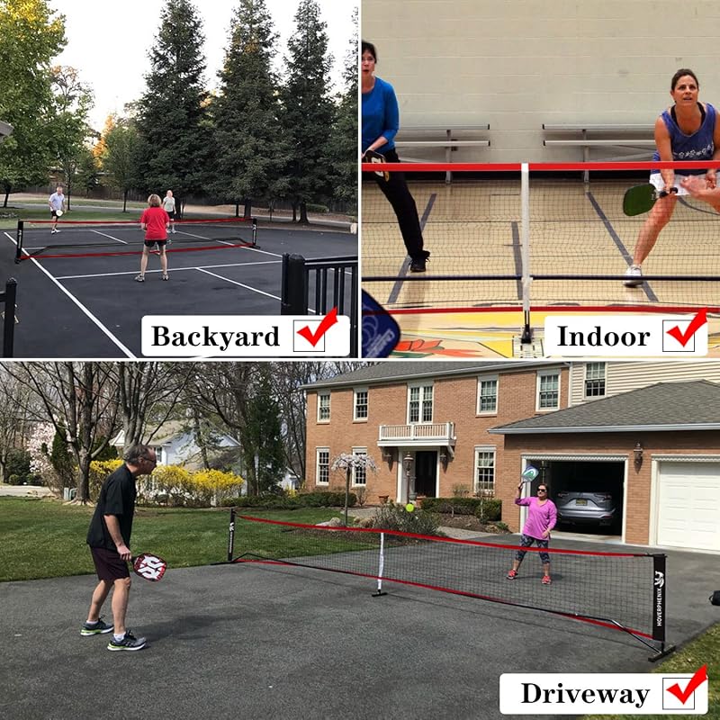 Hoverphenix 22x3ft Pickleball Net Replacement - Black & Red, Outdoor/Indoor