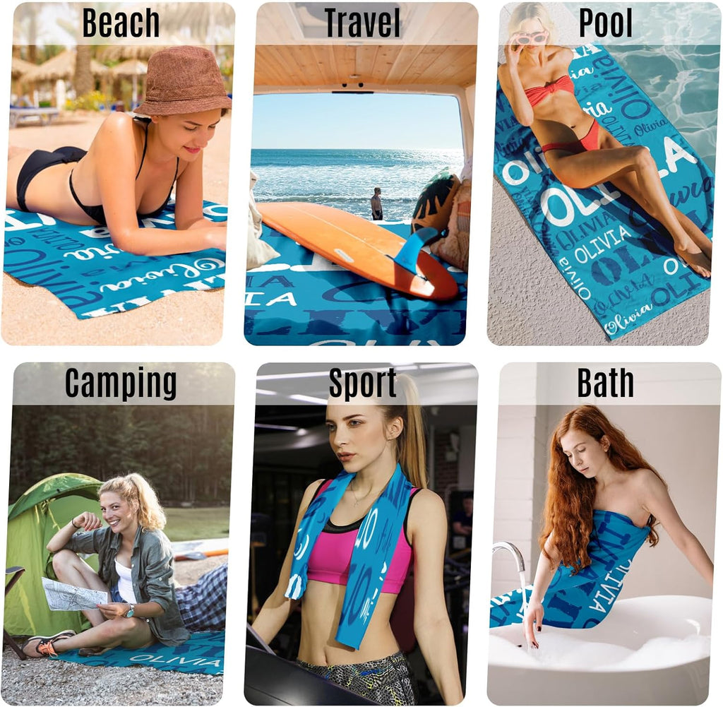 Skiennix Personalized Beach Towel for Kids - Custom Microfiber Sand-Free Towels | Ideal Easter Gifts