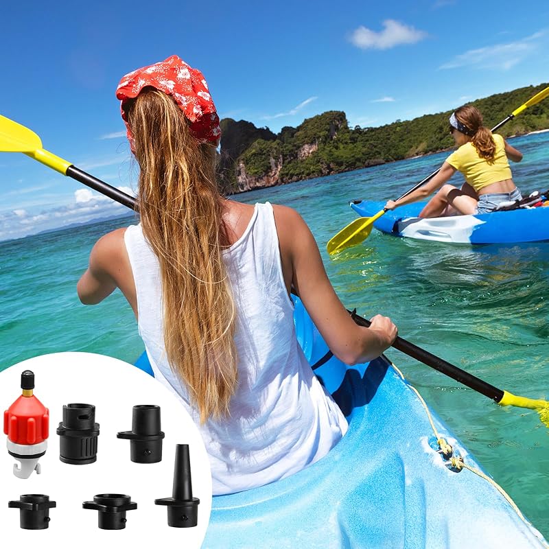 Inflatable Paddle Board Pump Adapter Kit - 9 Nozzles & Valve Attachment for Air Pumps