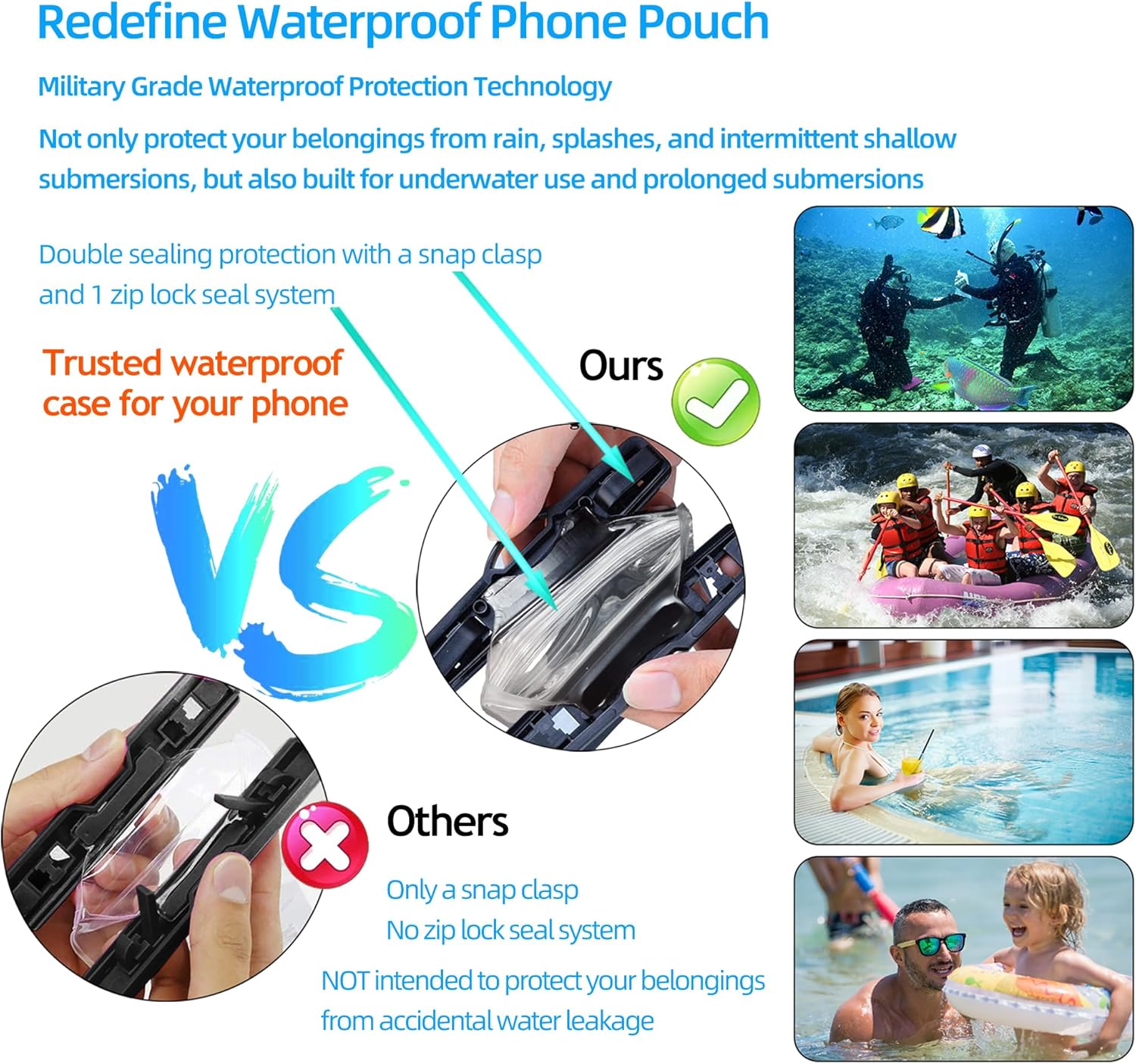 AiRunTech Waterproof Fanny Pack - IPX8 Dry Bag with Phone Pouch for iPhone 16/15/14/13/12/11 Pro Max | Two Cases & Waist Bags Set