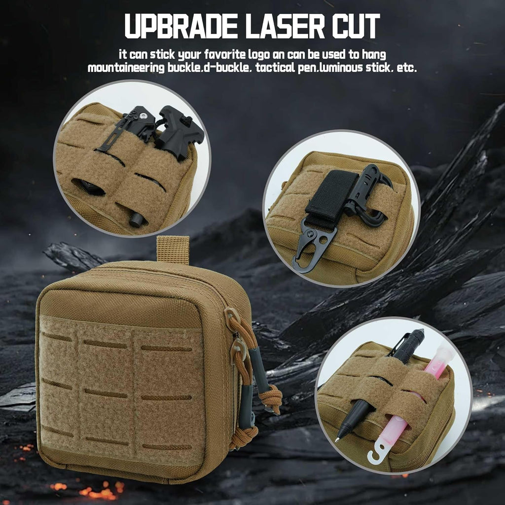 Upgrade Tactical Molle Admin Pouch - Laser Cut Design with Interior Divider | 4x4 Inches, Versatile Tool Bag