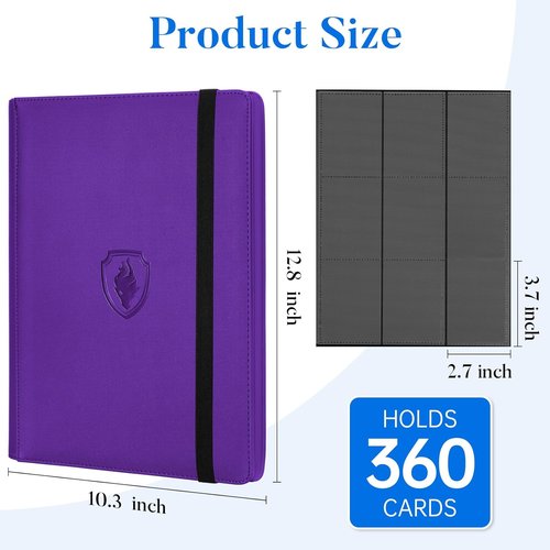 Fabmaker Premium 9 Pocket Card Binder - Sturdy Trading Card Album for 360 Cards | Sleek Purple Design