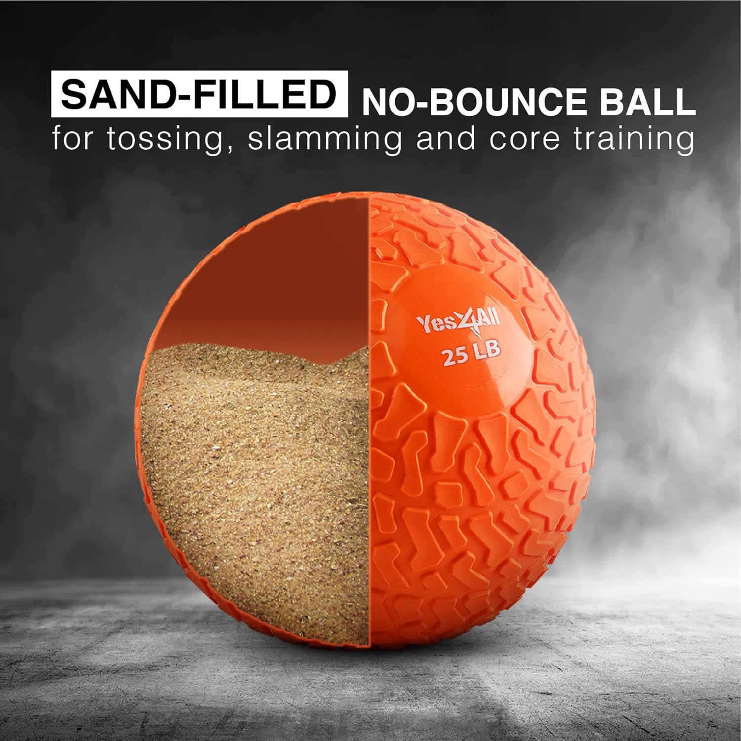 Yes4All Slam Balls - Durable 10-40lb Weighted Core Strength Training Ball | PVC Sand-Filled
