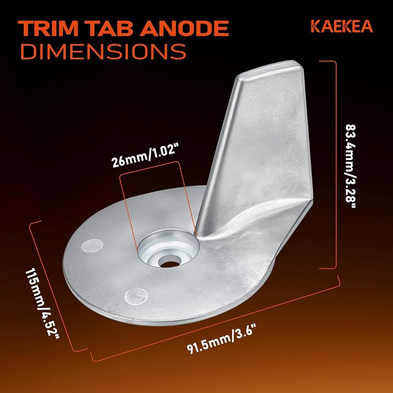 Trim Tab Anode for Outboard Motors 25-50HP Zinc Alloy Replacement | 822157T2/822157C2