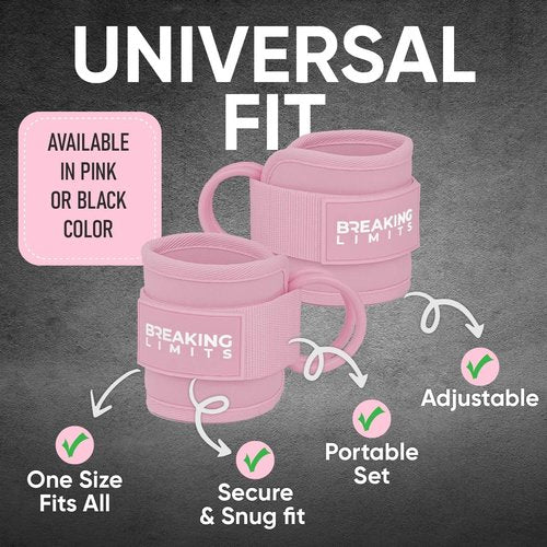 Breaking Limits Ankle Straps for Cable Machines - Glute Kickback Set for Men & Women | Gym Workout Attachments