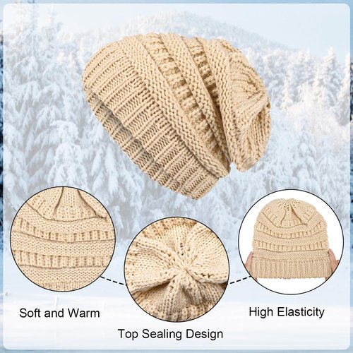 4 Pack Winter Hats for Women Men, Slouchy Beanies Hats Caps Knit Chunky Winter Beanie Hats Cute Skull Cap